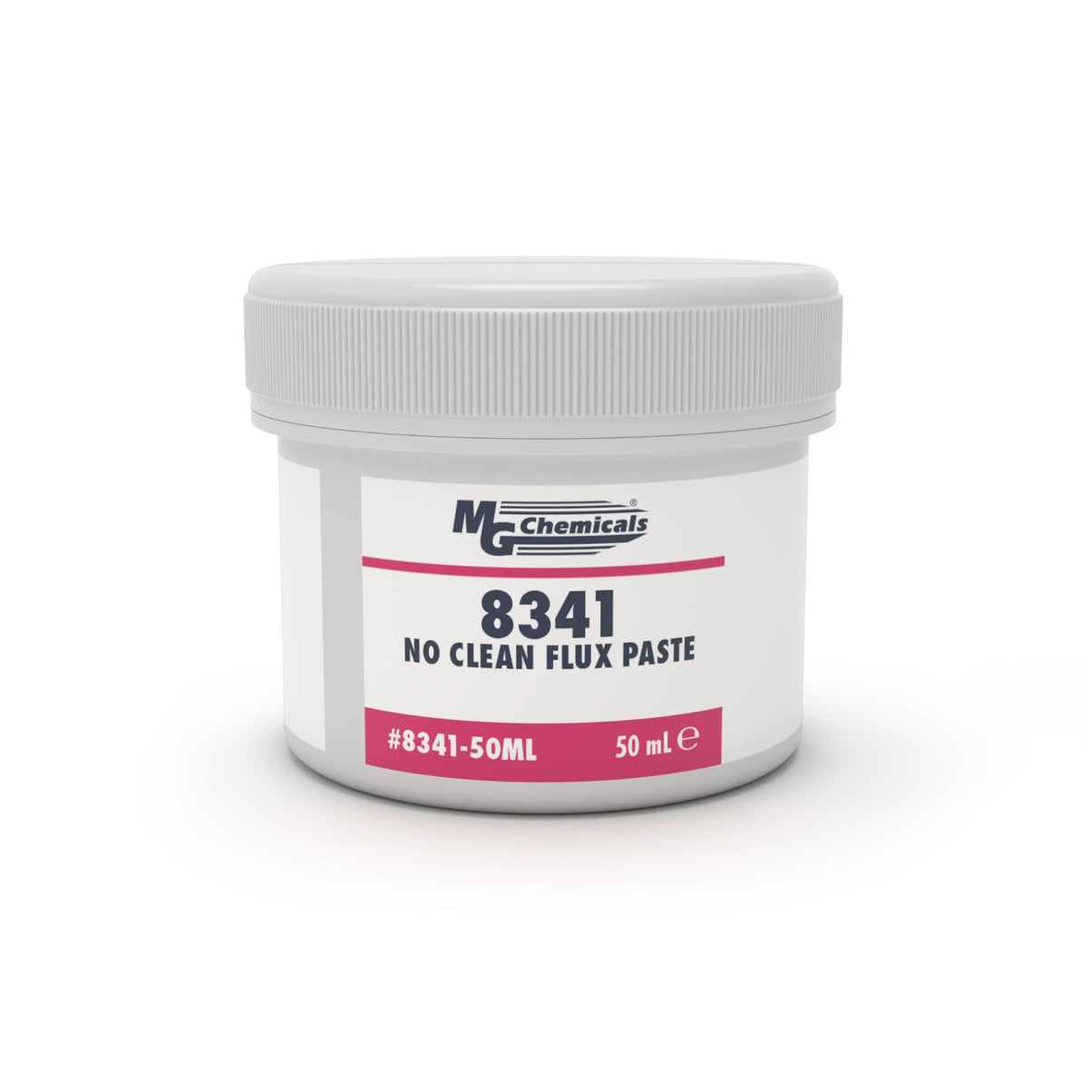 MG Chemicals 8341 flux paste jar for lead-free soldering with no-clean, non-conductive residue.