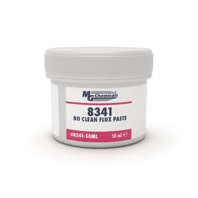 MG Chemicals 8341 flux paste jar for lead-free soldering with no-clean, non-conductive residue.
