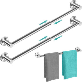 MGahyi adjustable towel rack in silver showing on-wall installation for flexible spaces