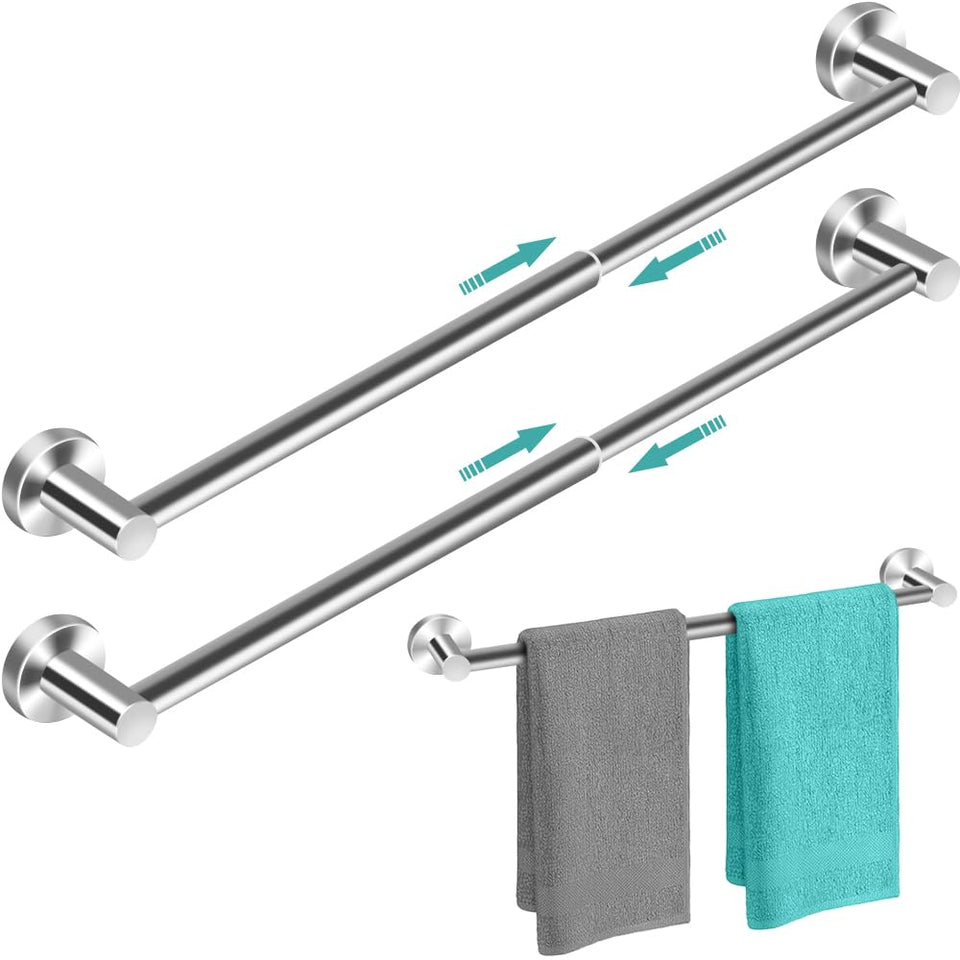 MGahyi adjustable towel rack in silver showing on-wall installation for flexible spaces