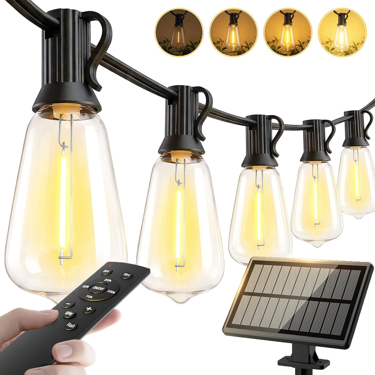 MGVIH 65ft solar string lights outdoors with waterproof build for all-weather ambiance.