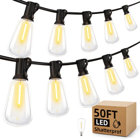 MGVIH outdoor string lights 50ft for warm evenings on patios.