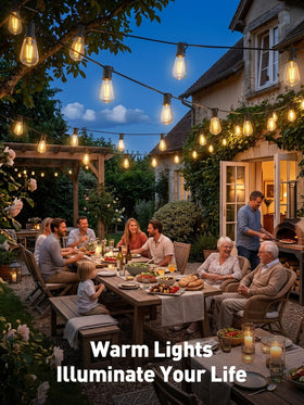 MGVIH lights set patio ambience for dining and relaxation.