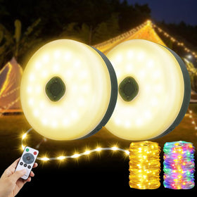 MGYIF 2-pack camping string lights 33ft, quick setup and cozy ambience.