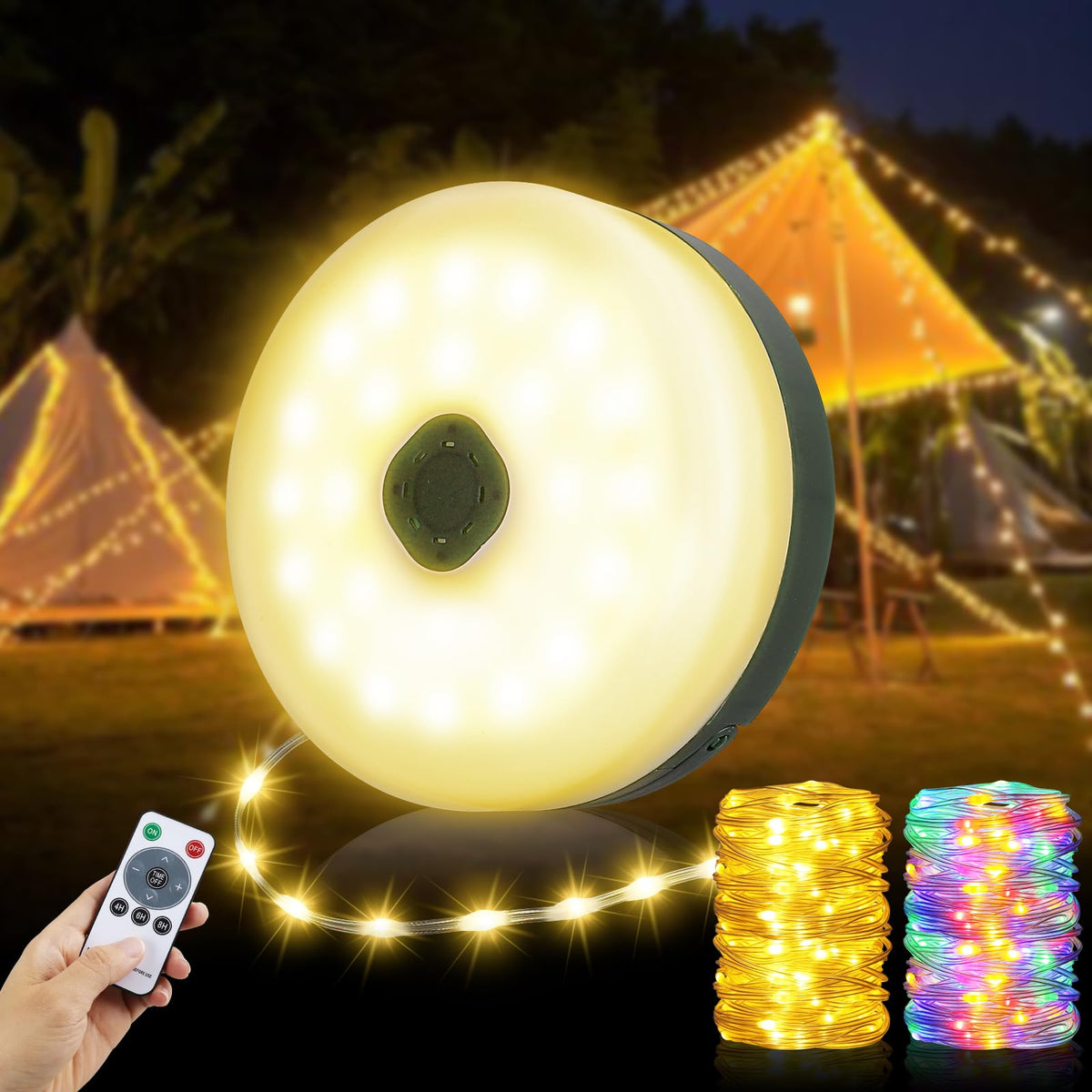 MGYIF camping string lights 33ft 100LED for outdoor ambiance and easy setup.