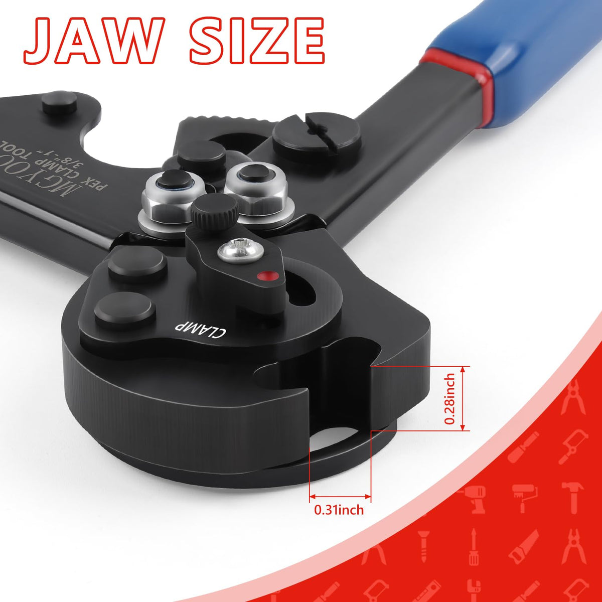 MGYOO dual-function cinch remove mechanism simplifies crimps and clamp changes.