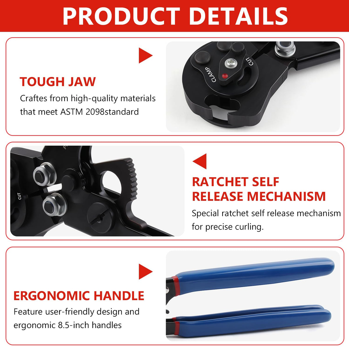 MGYOO Crimp Tool with high leverage for easy, accurate crimps