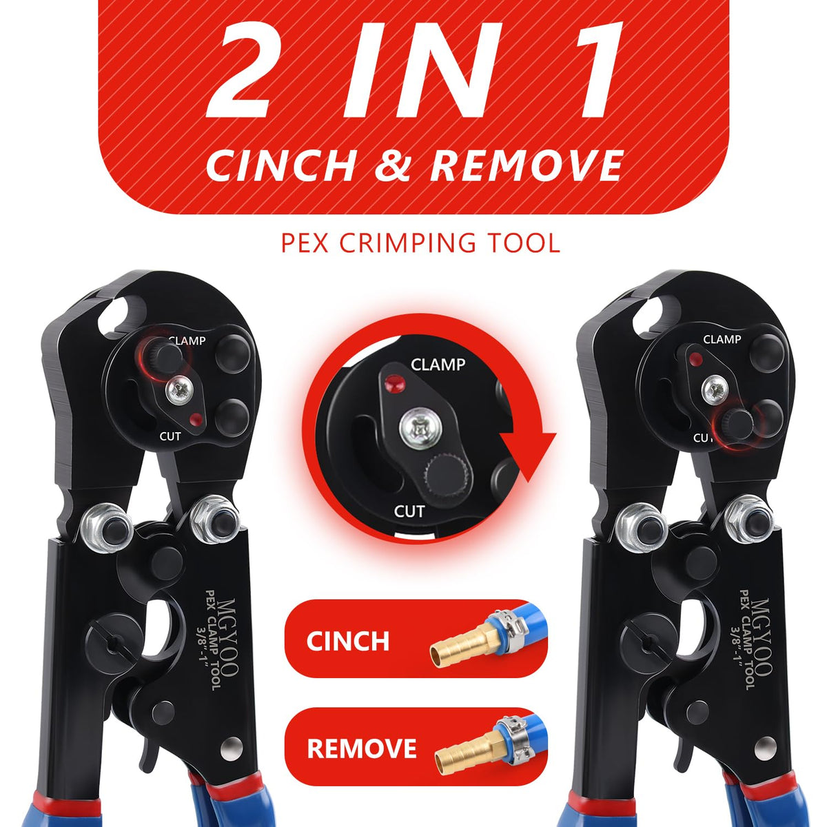 MGYOO PEX tool ratchet system ensures consistent, full crimps.