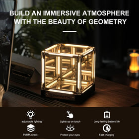 Mhaohuofu Infinity Cube Light back view with crystal acrylic and matte frame