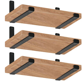 MHMYDZ 12-inch floating shelf bracket in matte black, front view for sturdy shelves.