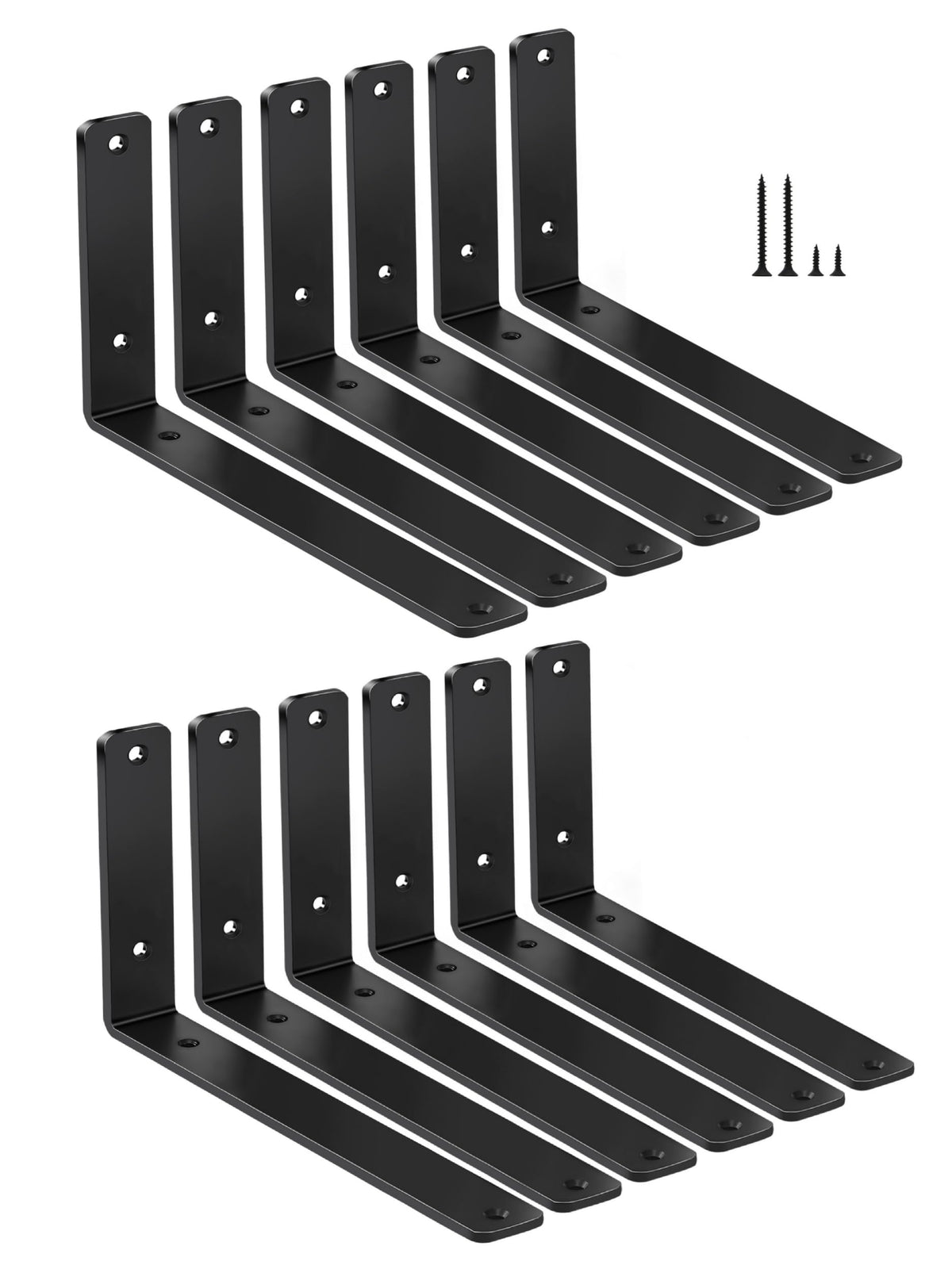 MHMYDZ L-bracket 12-pack, 10x6 inch, 5mm thick, sturdy wall support.