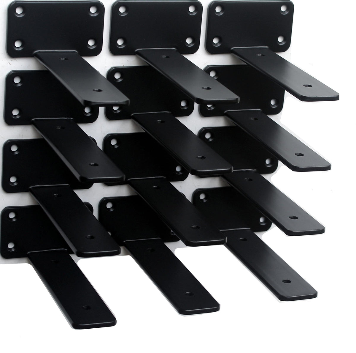 MHMYDZ 12-pack shelf brackets, front view for floating shelves, supports sturdy load