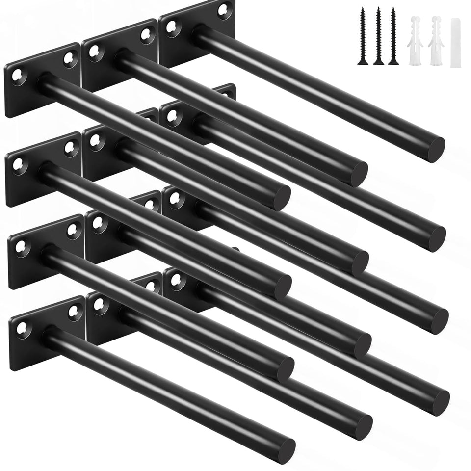MHMYDZ 12-pack 6-inch floating bracket set securely supports shelves.