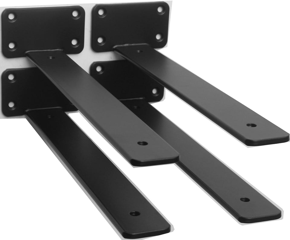 MHMYDZ 4-pack 10-inch black hidden L-brackets offer sturdy support for shelves