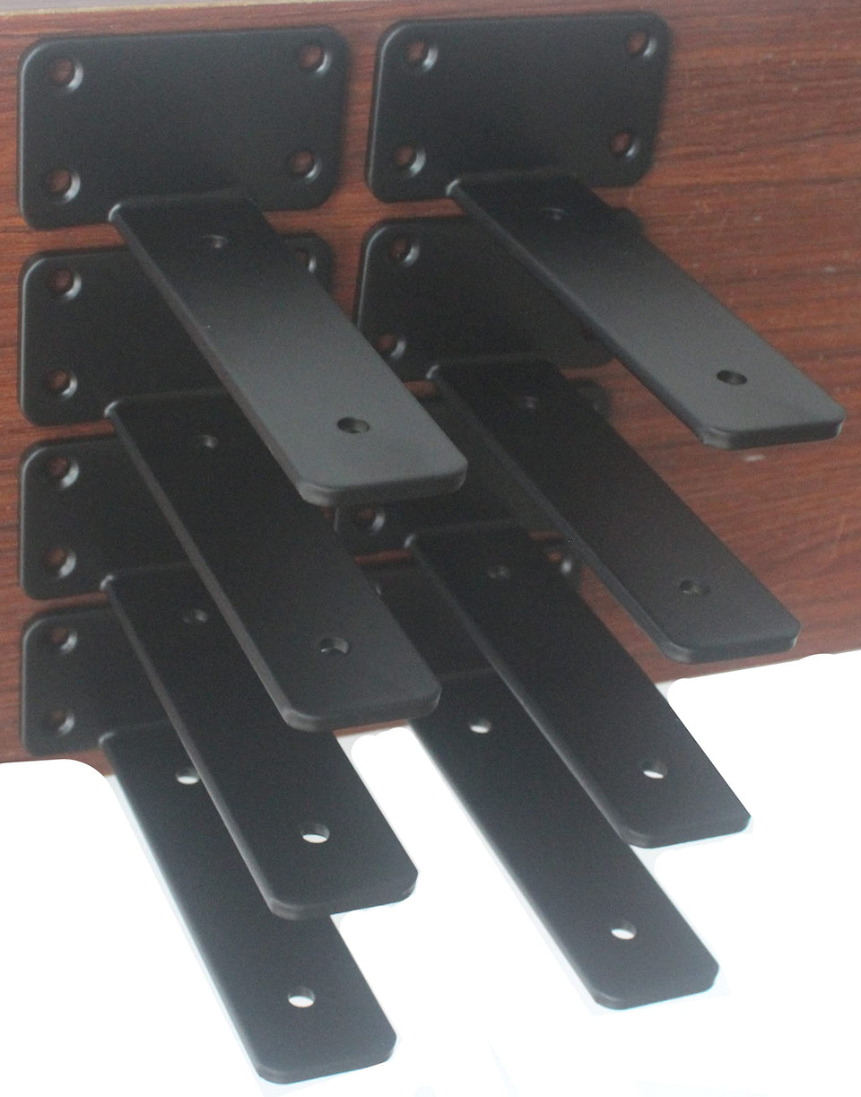 MHMYDZ 6-inch hidden L-bracket in matte black for sturdy shelf support