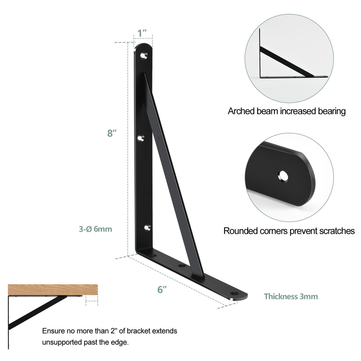 MHMYDZ 8x6 inch bracket supports steel construction for shelves