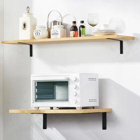 Floating shelf support blends with modern or traditional decor.