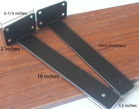 MHMYDZ heavy-duty steel L-bracket with matte black finish for rustic interiors.