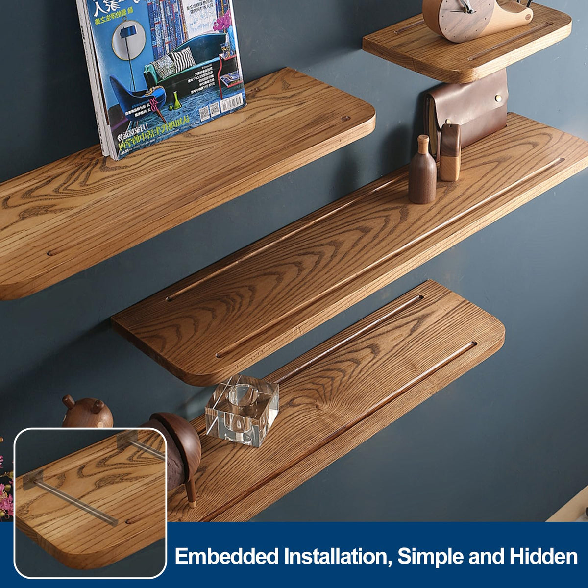 MHMYDZ hidden shelf bracket installed for a clean floating look.