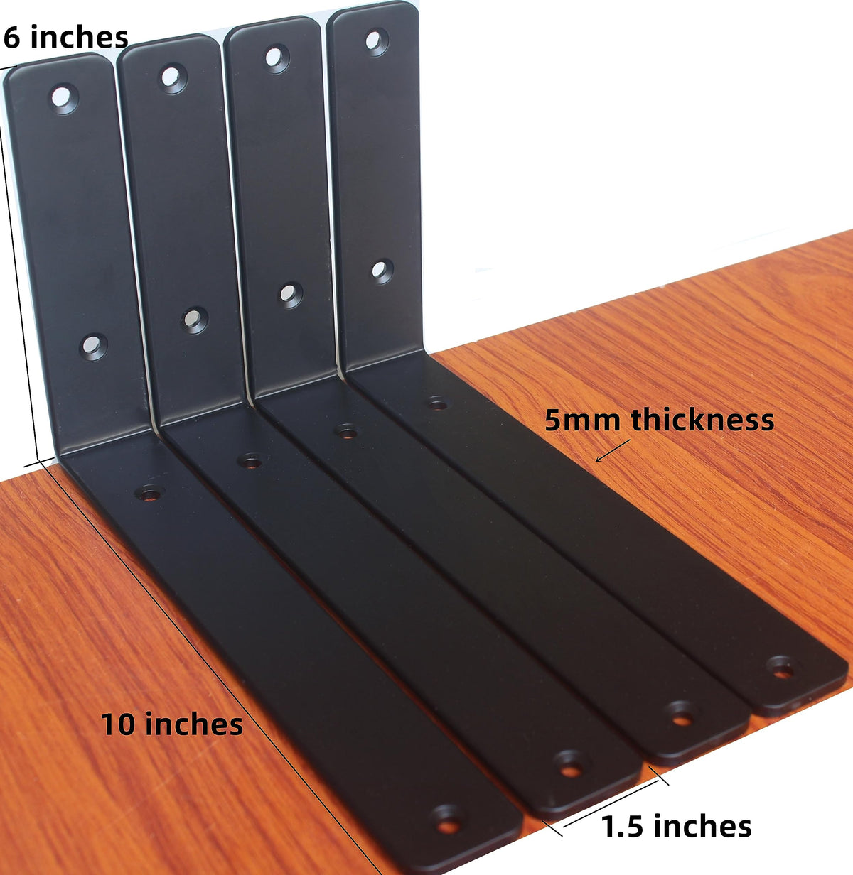 MHMYDZ iron shelf brackets with matte finish for rustic decor.