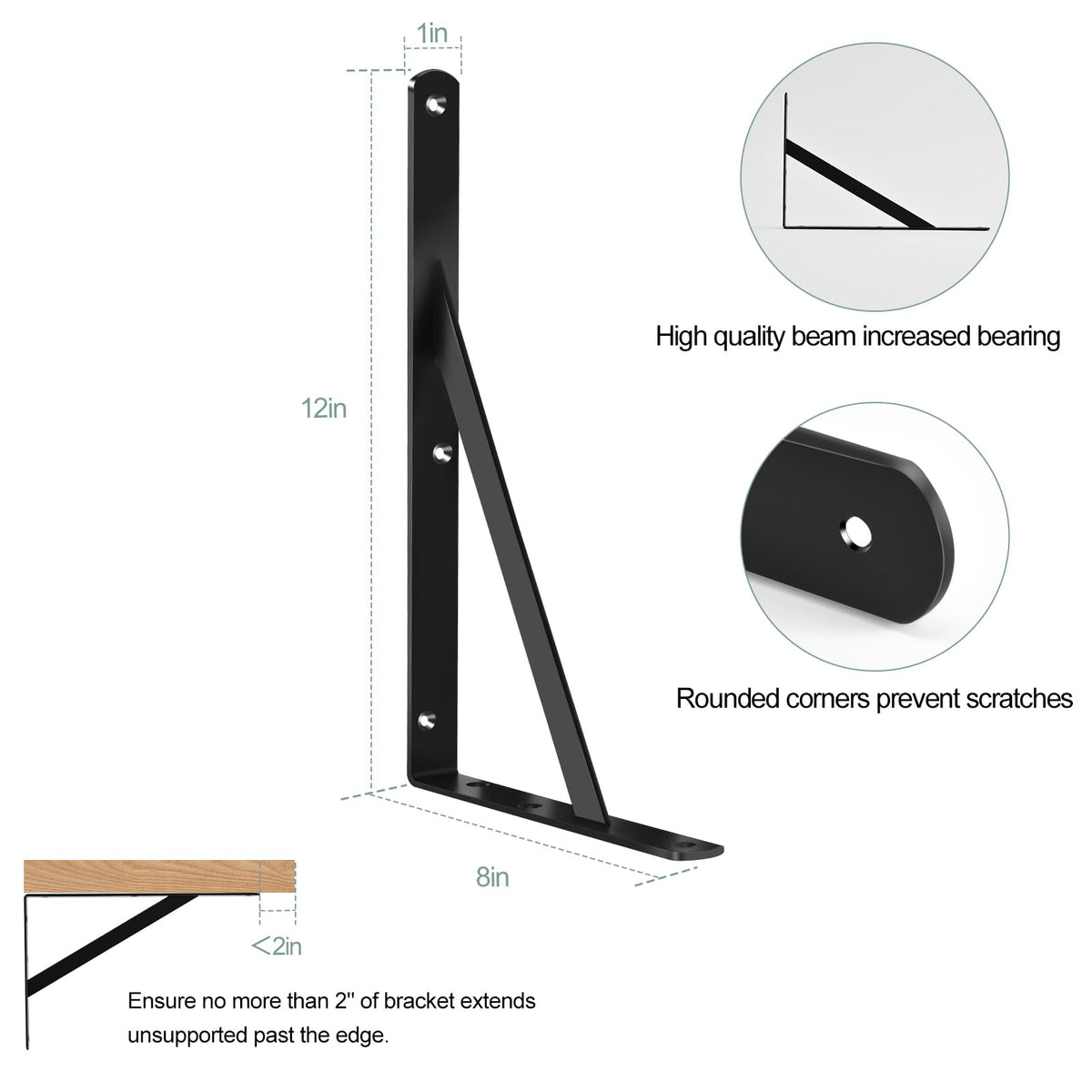 MHMYDZ L12x8 steel bracket provides sturdy support