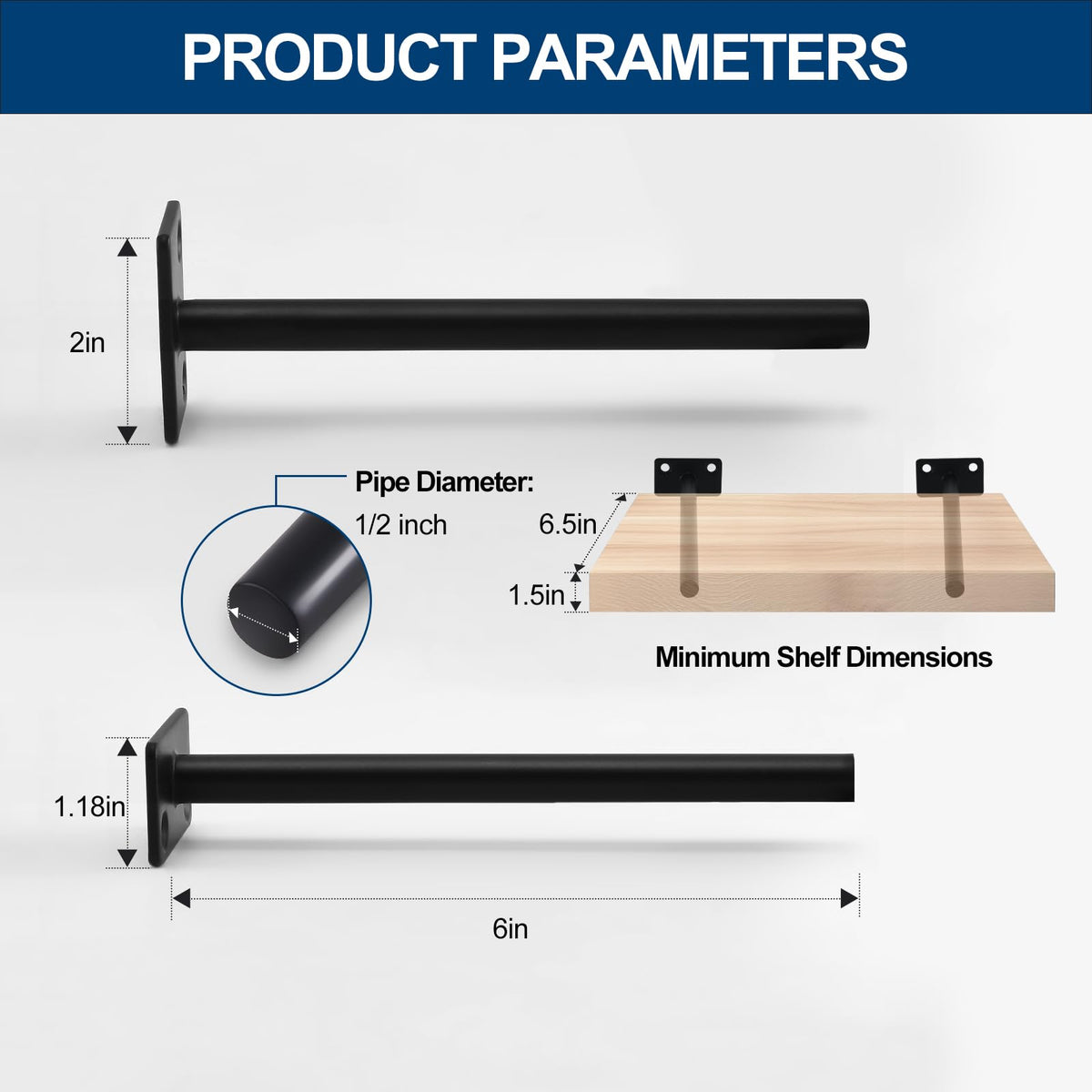 MHMYDZ solid steel hidden brackets provide clean floating shelf support.