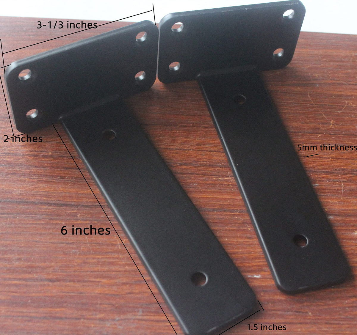 MHMYDZ steel angled shelf bracket 6 inch black for floating shelves