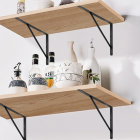 MHMYDZ wall-mounted brackets with shelves demonstrate clean, modern organization.