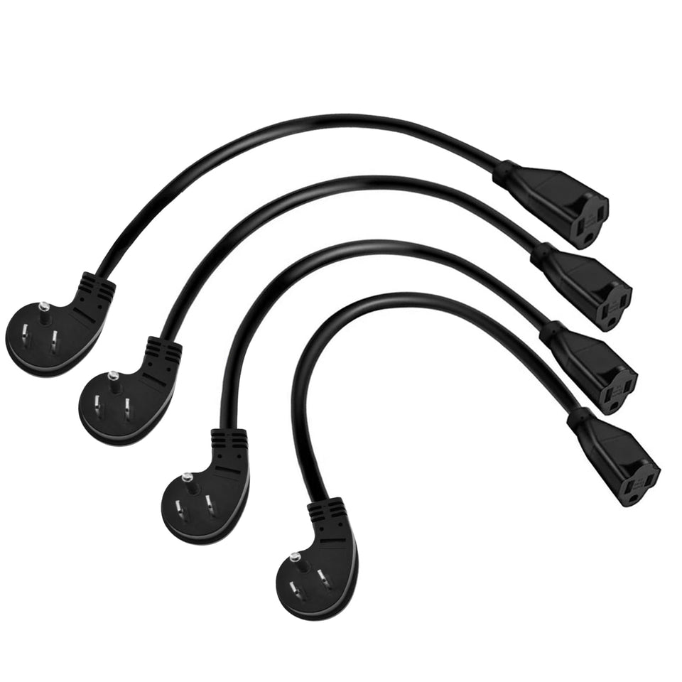 Miady flat plug extension cord 1 ft behind a desk for compact power access
