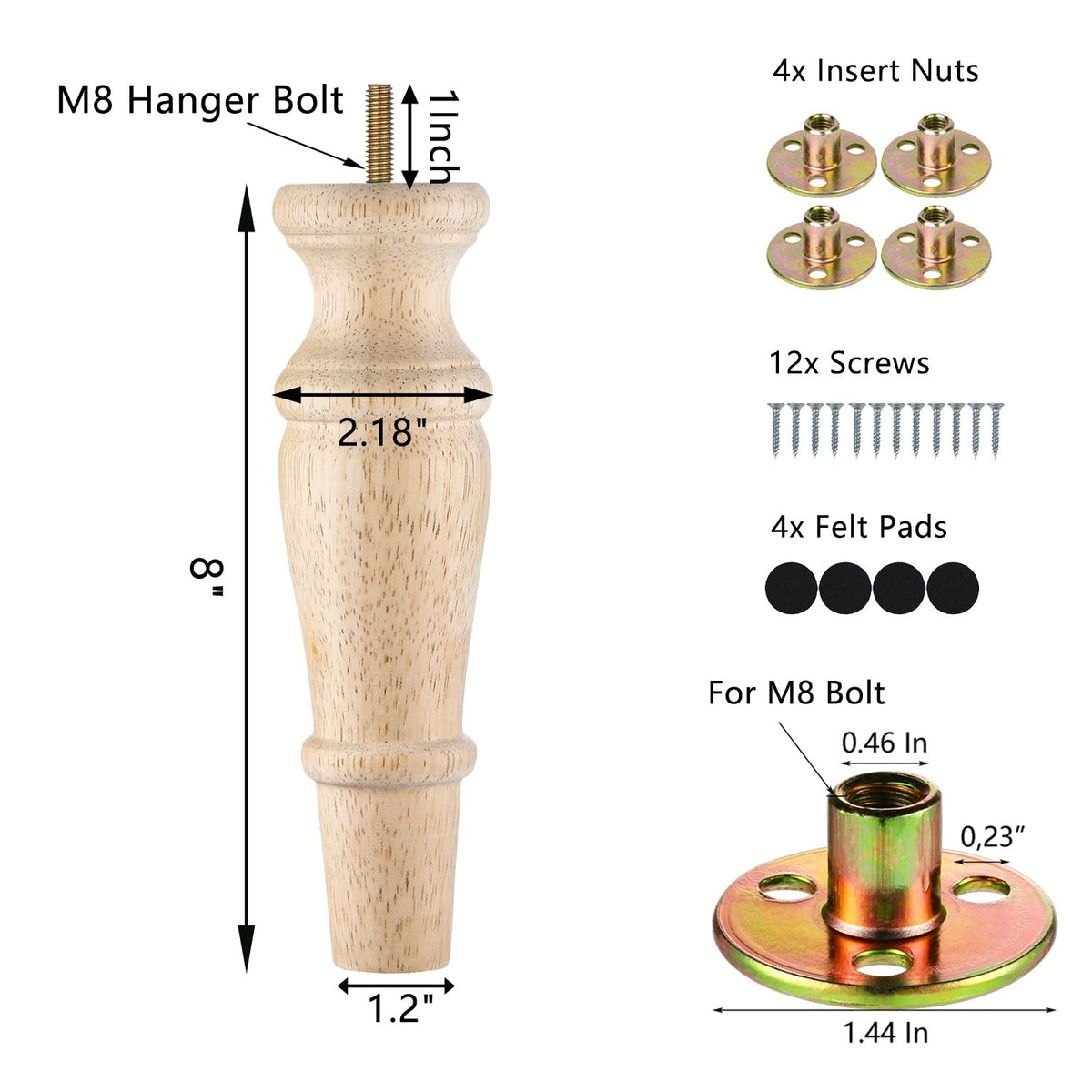 Michanco cabinet leg upgrade offering sturdy hardwood support and timeless look