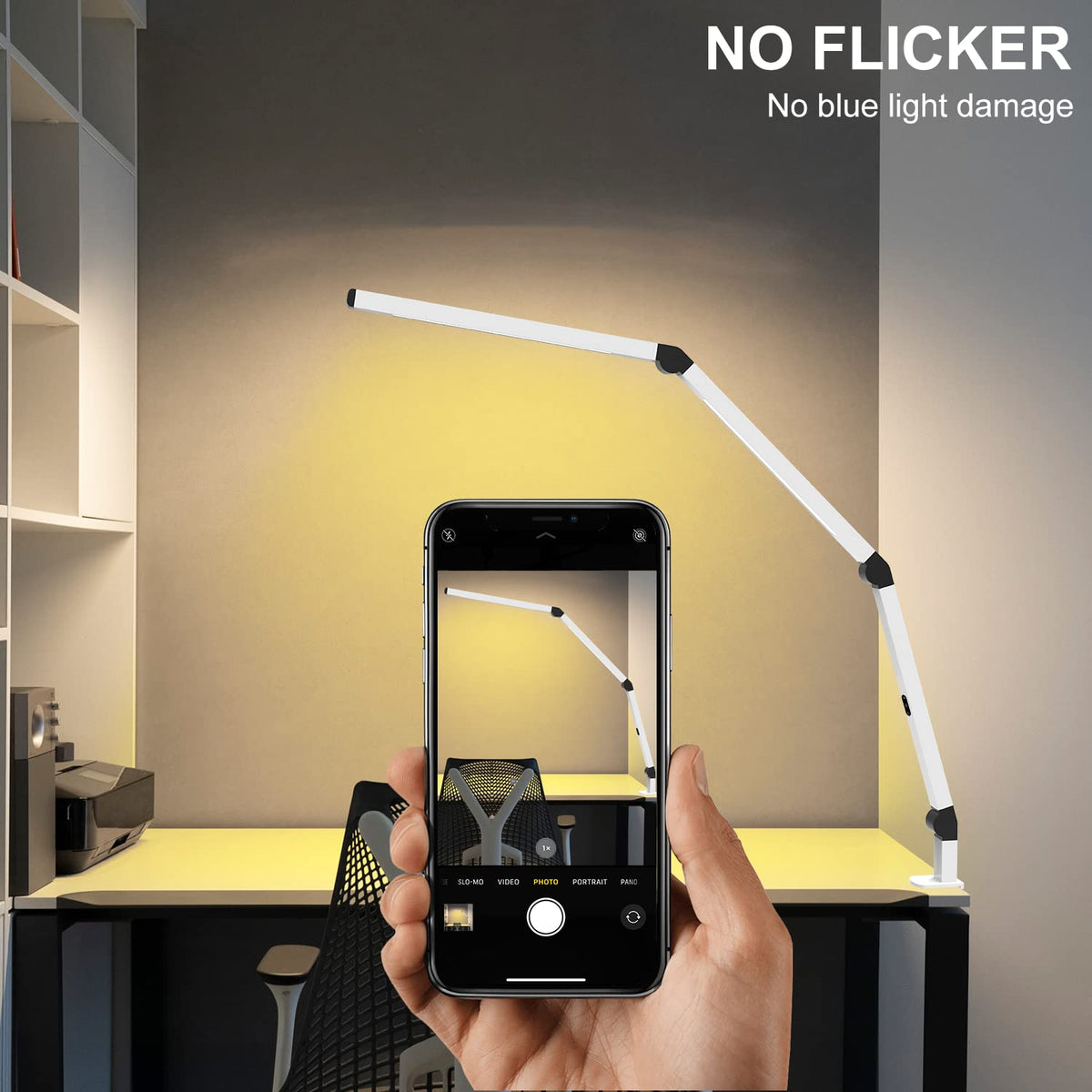 Flexible swing-arm from Micomlan adjusts angles for crafts, reading, or sewing.