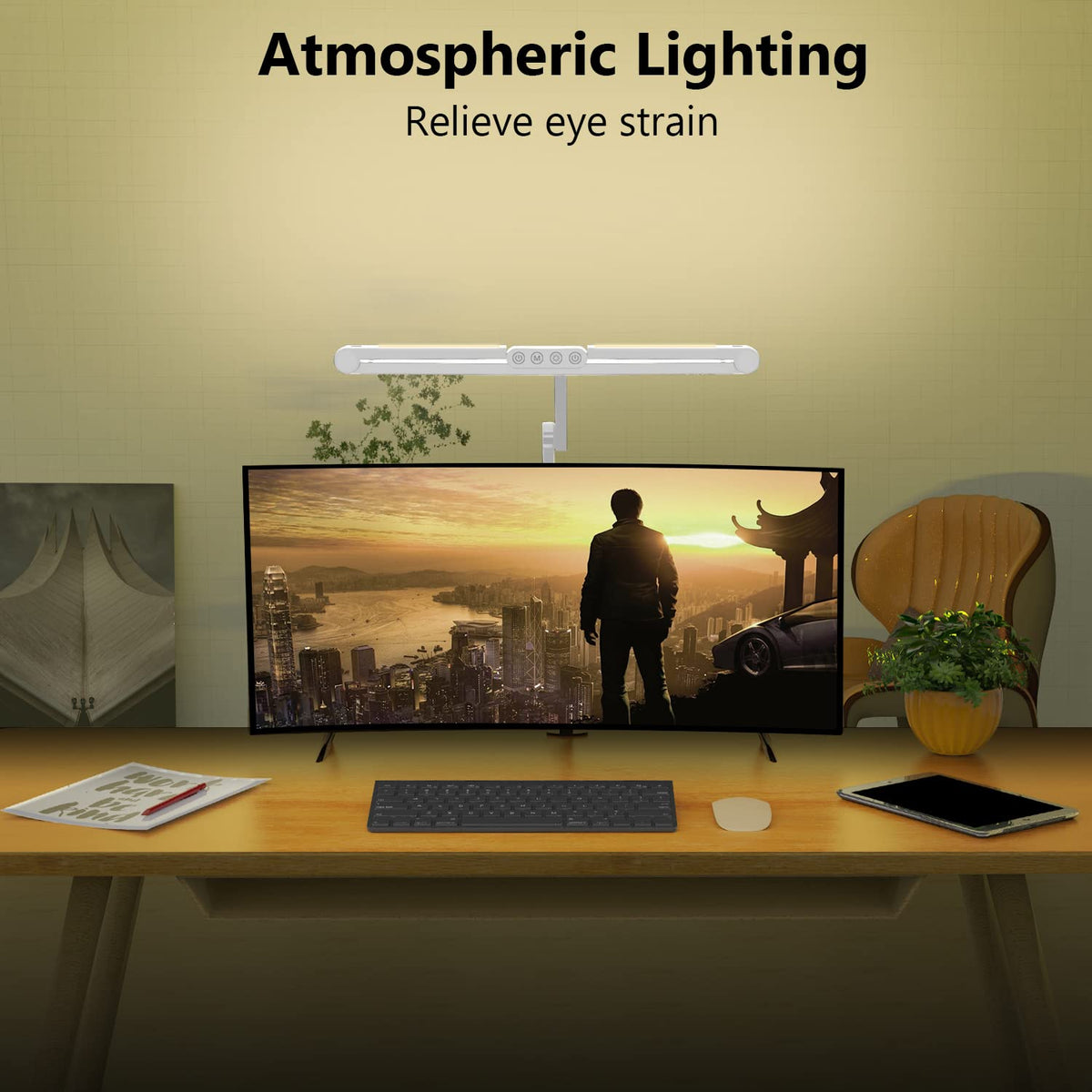 Micomlan ambient lighting adds a soft glow for long sessions.