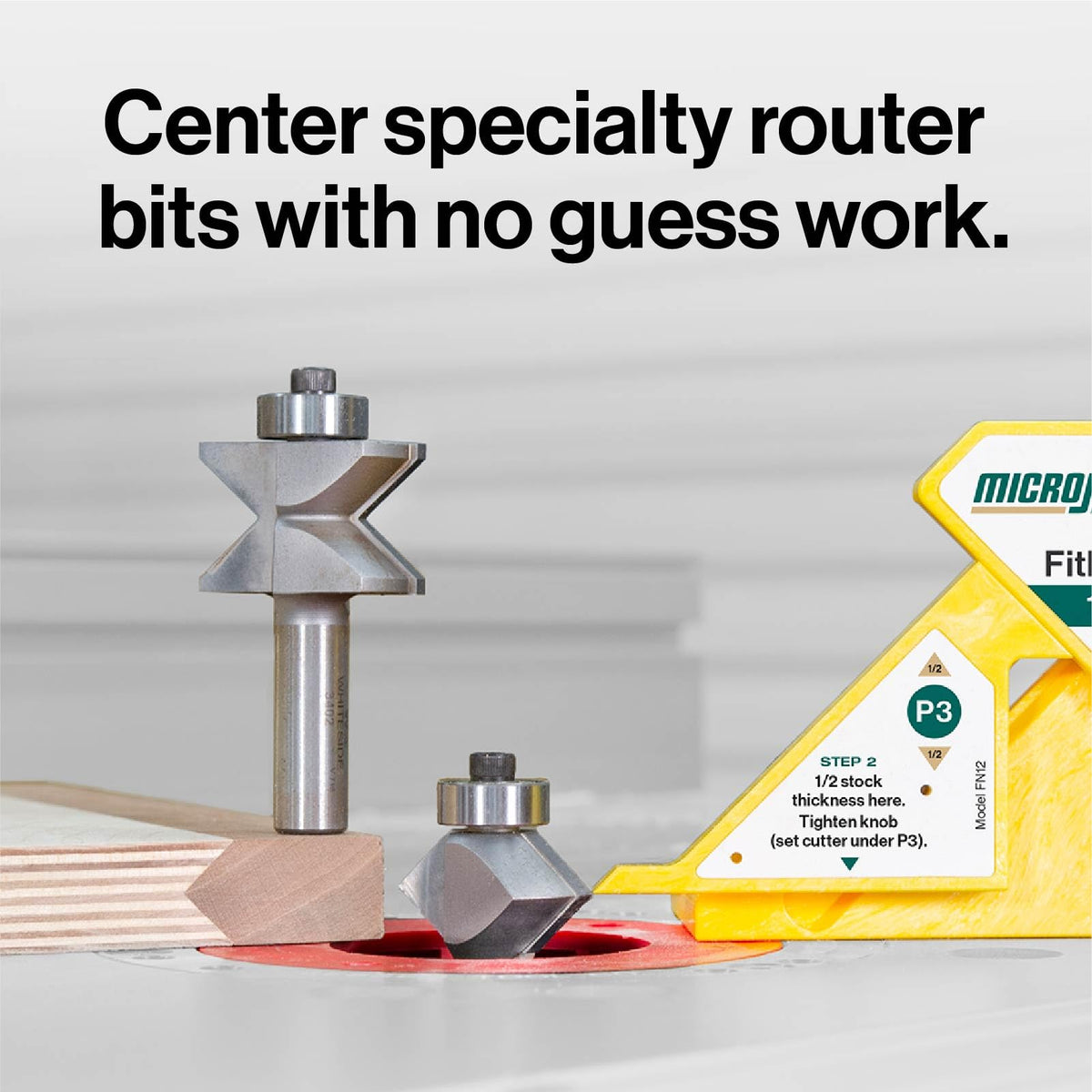Microjig FitFinder table saw setup aids accurate cutting depths.