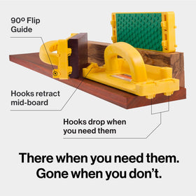 Microjig GRR-RIP Block in 90-degree flip guide position for veneers