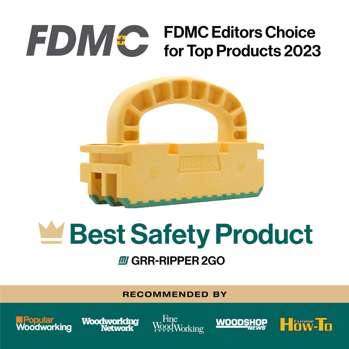 High-visibility yellow-green design helps locate the push block in busy shops
