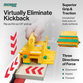 MICROJIG GRR-RIPPER+ balanced-support helps square cuts and manage small parts.
