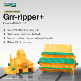 MICROJIG GRR-RIPPER+ three-legs control system for stable guiding and reduced kickback.