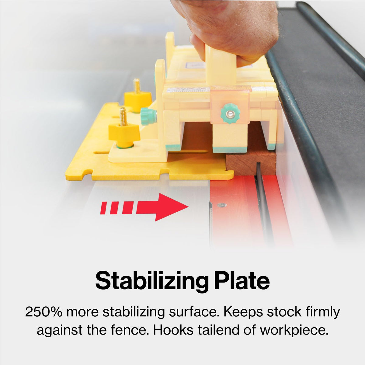 MICROJIG GRR-RIPPER PRO adjustable spacer increases grip and cutting width for larger pieces.