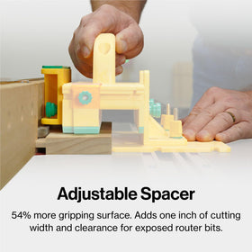 MICROJIG GRR-RIPPER PRO stabilizing plate expands contact for precise control on small stock.