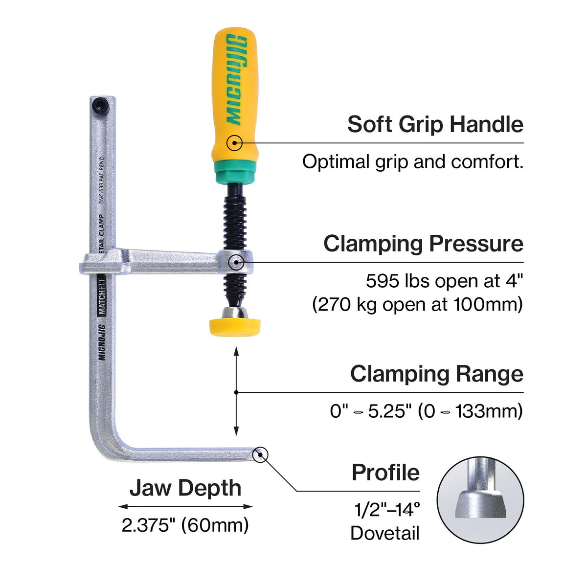 MICROJIG MatchFit clamps slide smoothly along routed grooves for quick, reliable clamping