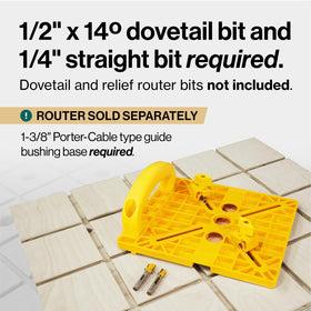 Router guide in action creates a full dovetail grid across panels