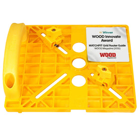MICROJIG MatchFit Grid Router Guide mounted on a router table for precise grid setup