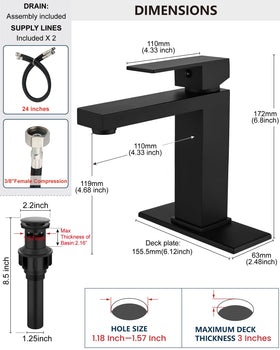 Midanya faucet with deck plate included for 3 hole sinks