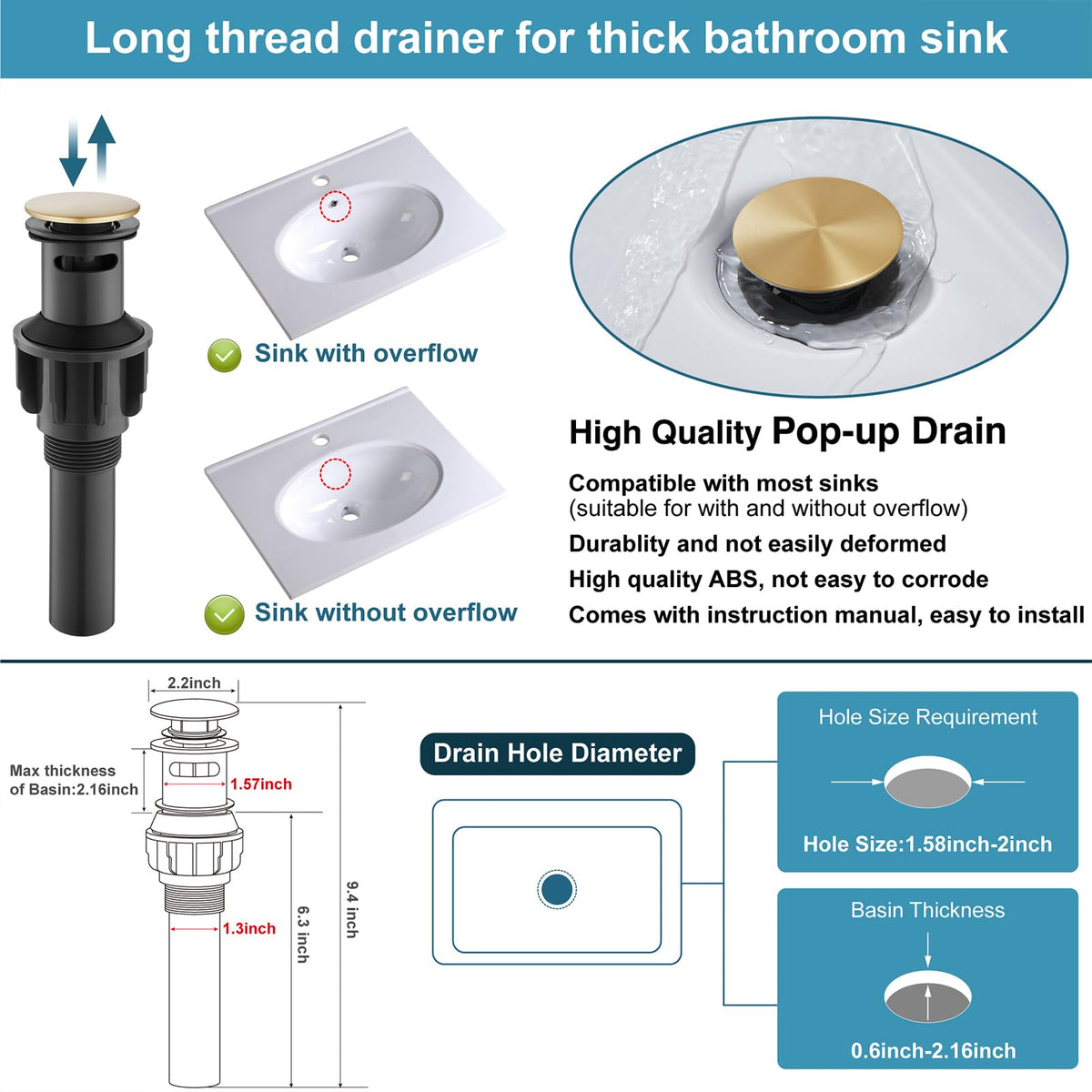 Midanya bathroom vanity faucet pairs well with 6-16 inch widespread sinks