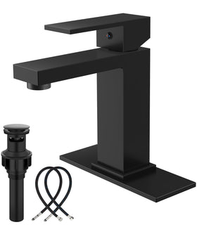 Midanya matte black bathroom faucet front view for modern spaces