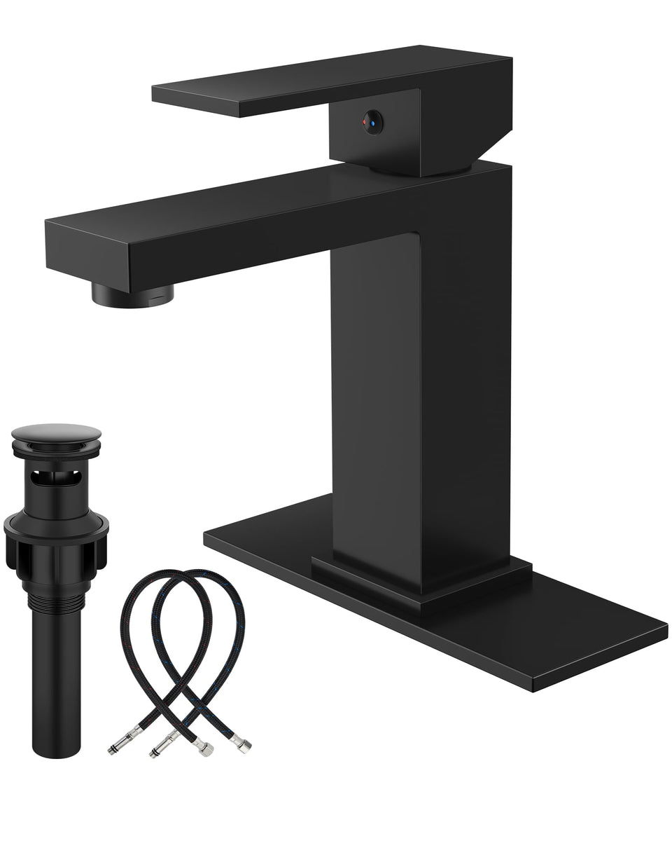 Midanya matte black bathroom faucet front view for modern spaces