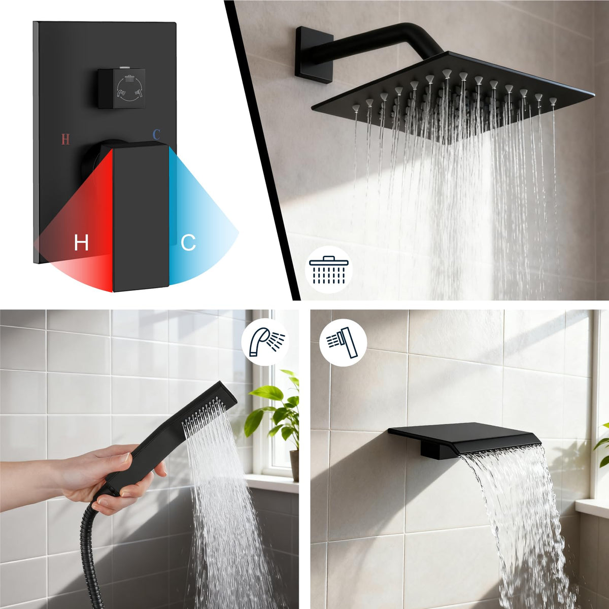 Midanya 8-inch shower arm adjustability for comfortable showers