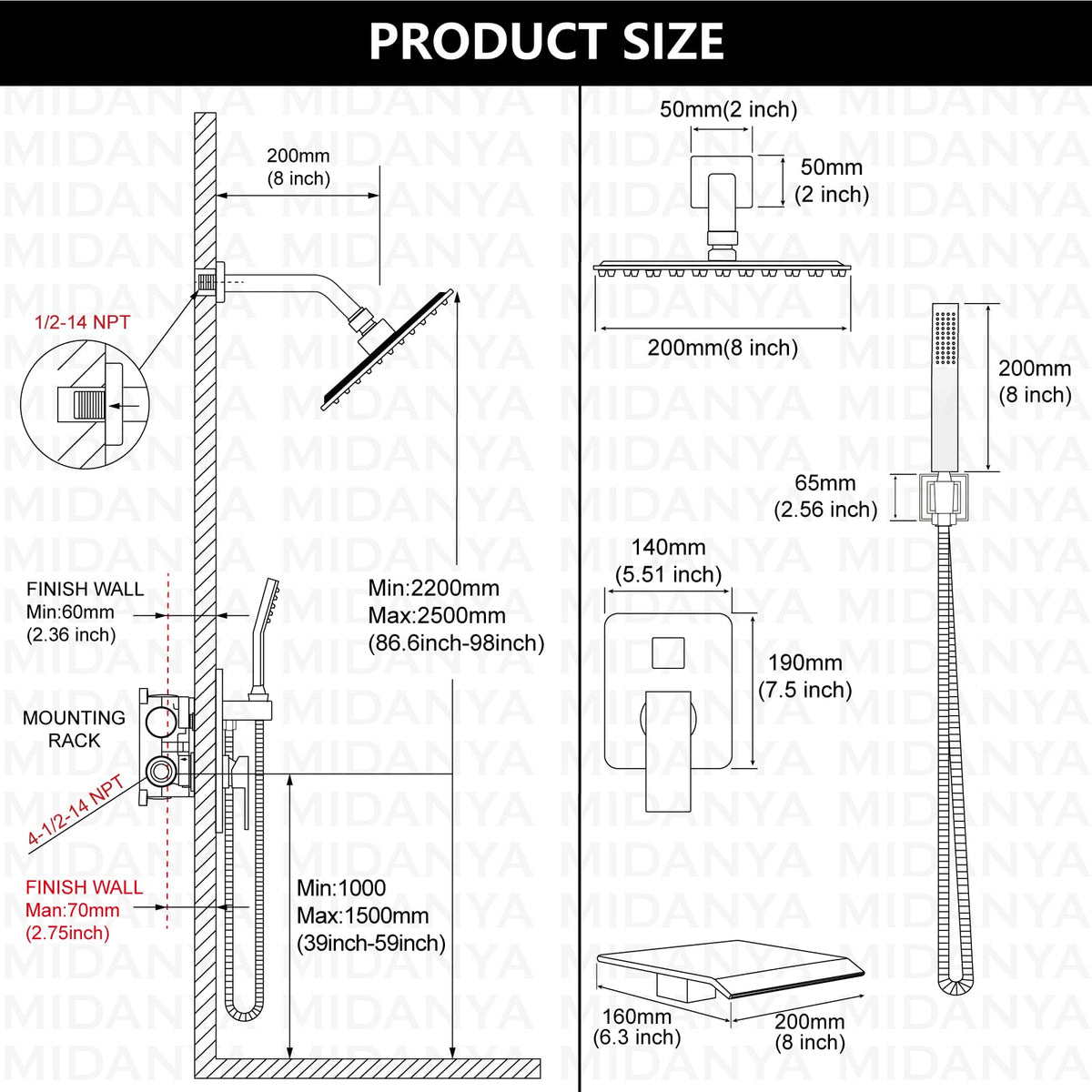 Midanya 59-inch hose extends reach for flexible use