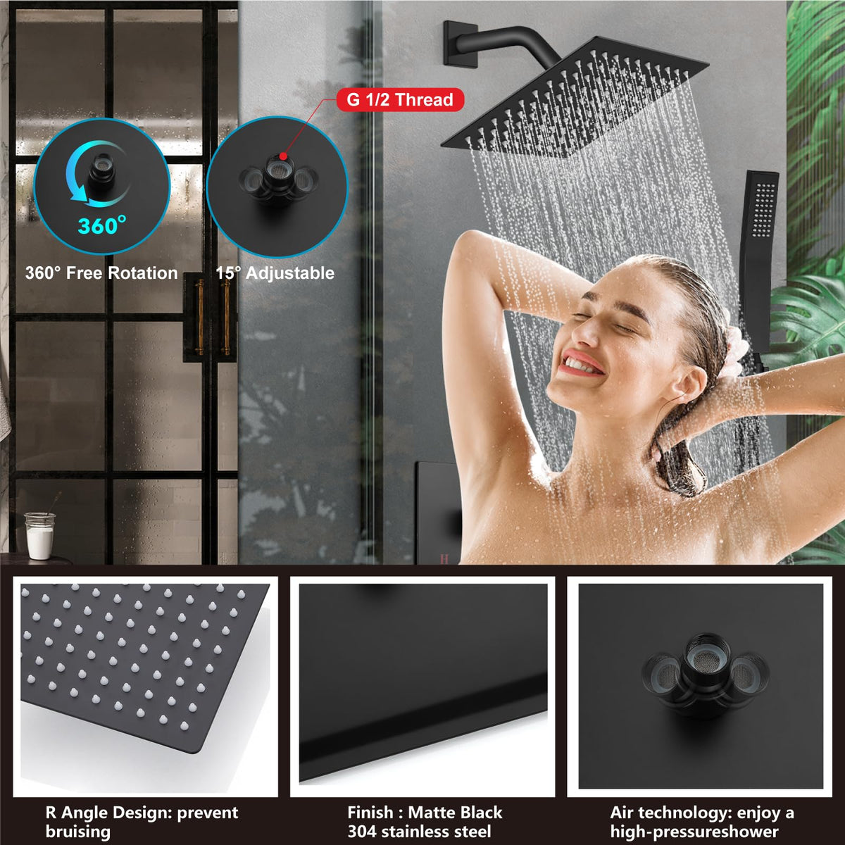 Midanya matte black finish resists scratches and corrosion