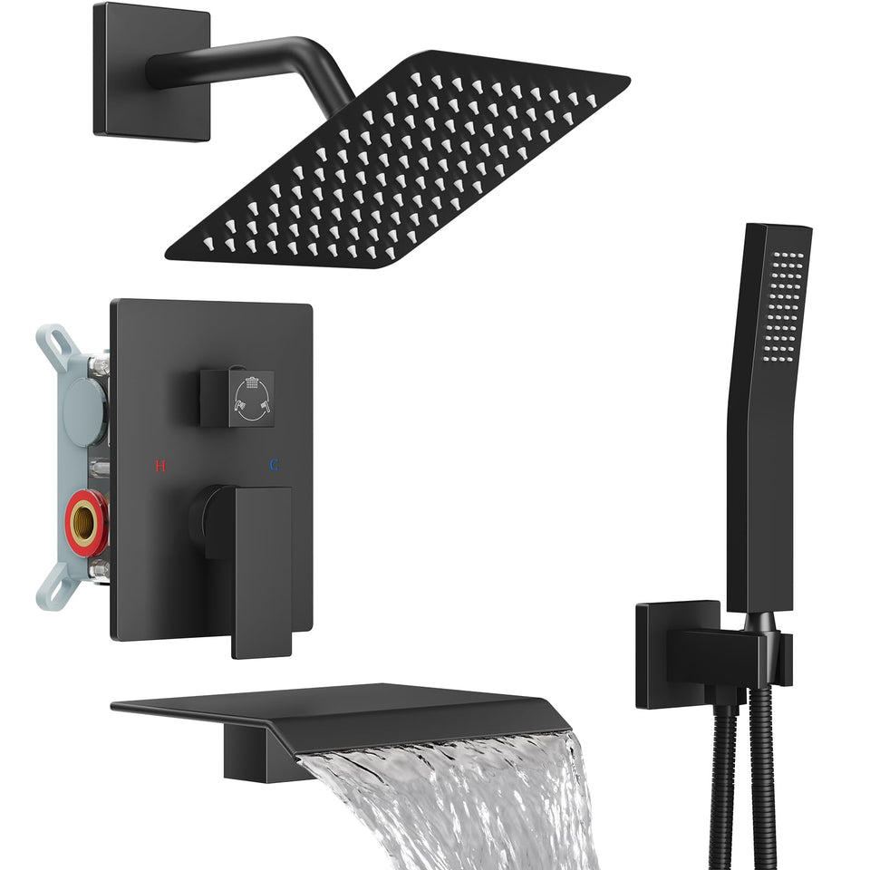 Midanya shower system with square rainfall head for wide coverage